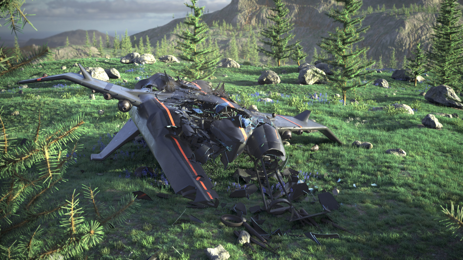 Space ship crashed